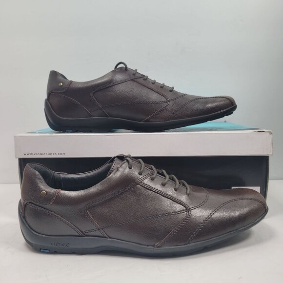 Vionic Hunter Men's Brown Leather Casual  Shoes US Size 8 NWT - Picture 1 of 10